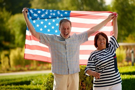Veteran with flag